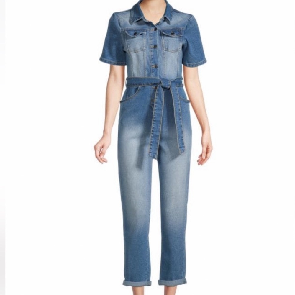 Avec Les Filles Blue Denim Jumpsuit